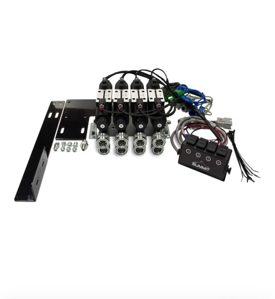Wireless controlled hydraulic valve kit with four-spool electric remote